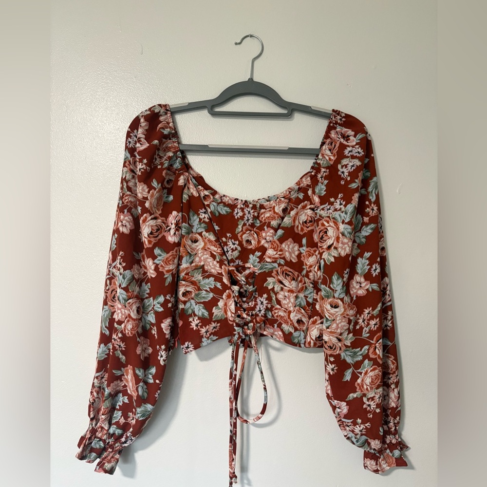 Altar'd State Rust Floral Blouse - Picture 2 of 3